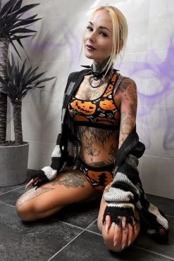 Stripe Of Evil Cardigan [UNISEX] -Alchemy Store Striped Sweater