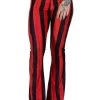Distressed Striped Hellz Bellz Bell Bottoms [BLACK/RED]