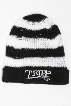 Tripp NYC Stripe Beanie [WHITE/BLACK] -Alchemy Store StripedBeanie Hat
