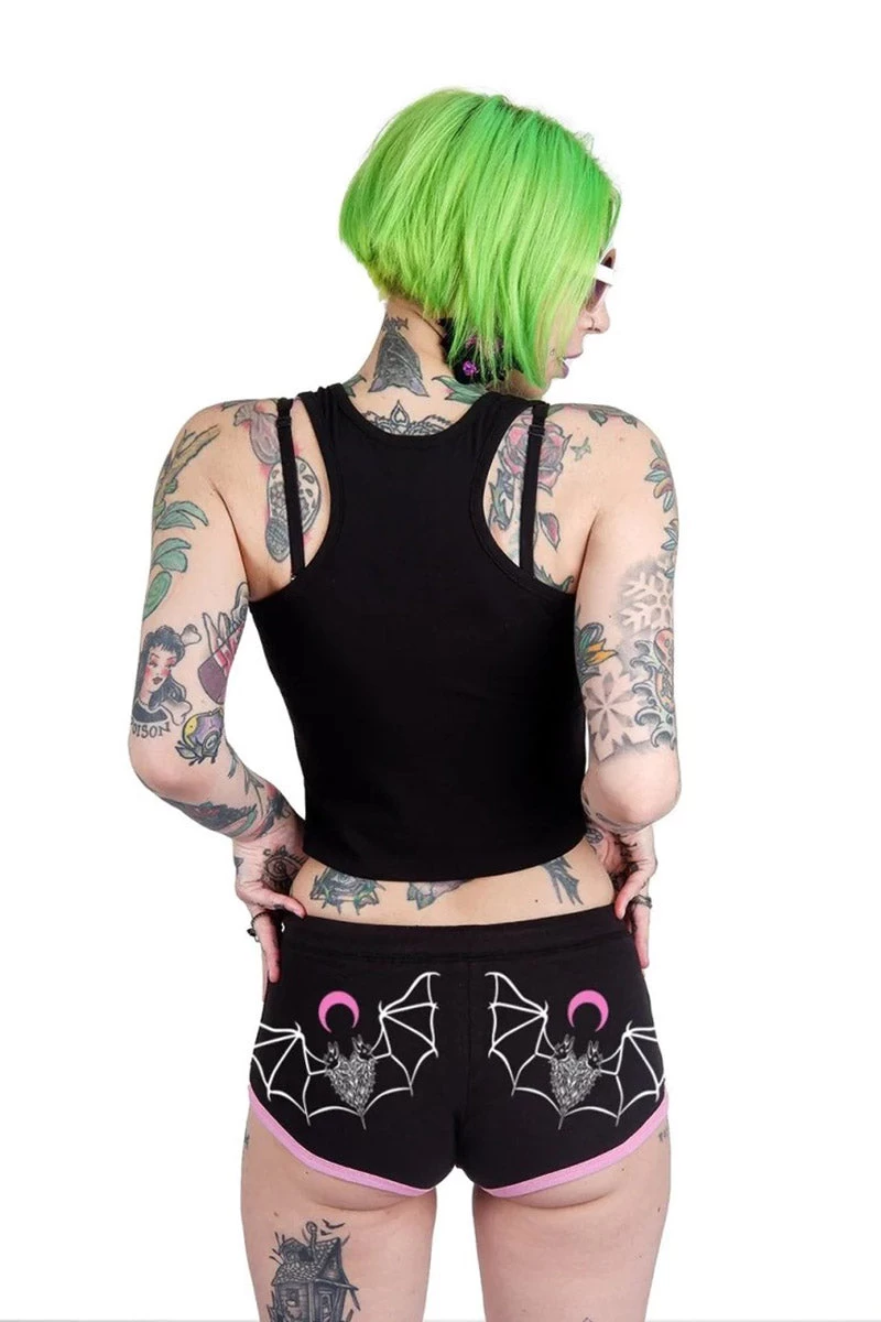 Two Headed Occult Bat Pink Trim Short Shorts 3 Two Headed Occult Bat Pink Trim Short Shorts