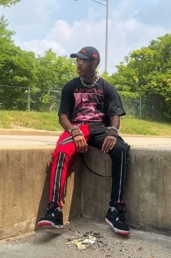 Tripp NYC Split Leg Bondage Pants [Black/Red] -Alchemy Store TrippNYC