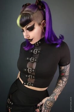 Winona Buckle Top -Alchemy Store Womens Mesh Goth Crop Top