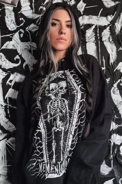 Memento Mori Conjoined Skeleton Twins Hoodie [Zipper Or Pullover] -Alchemy Store Womens Wednesday Addams Clothing