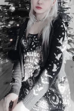 Stars And Bats Zip Up Cardigan Sweater -Alchemy Store bat Sweater c1882acd 9ff7 4249 ba30 99d3613f01fc