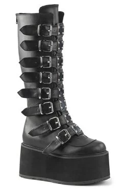 Queen Of The DAMNED-318 Boots [Black Vegan Leather]