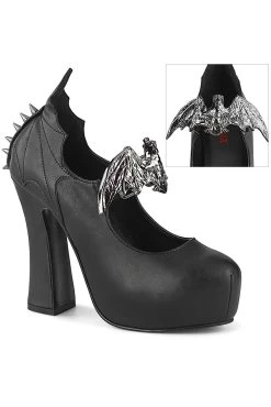 Nocturnal Creepture Mary Janes DEMON18 [Black Vegan Leather]