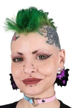 Purple Heart Bat Hoop Earrings -Alchemy Store dgdfgdfgdf