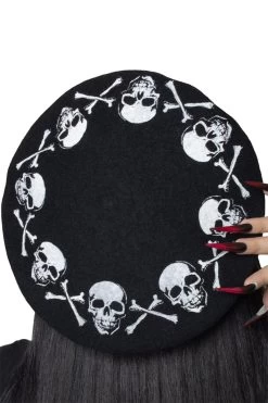 Skulls And Bones Beret Hat