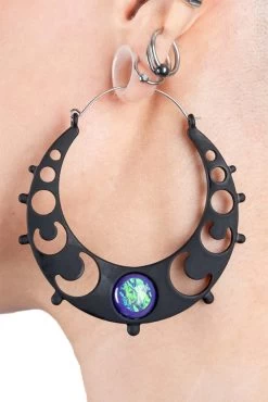 Phases Of The Moon Gem Hoop Earrings
