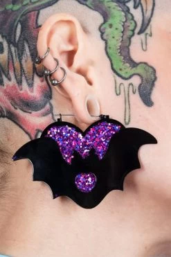 Purple Heart Bat Hoop Earrings -Alchemy Store fsr4