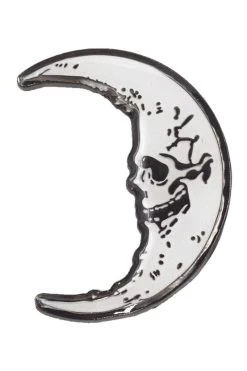 Skull Crescent Moon Glow Enamel Pin