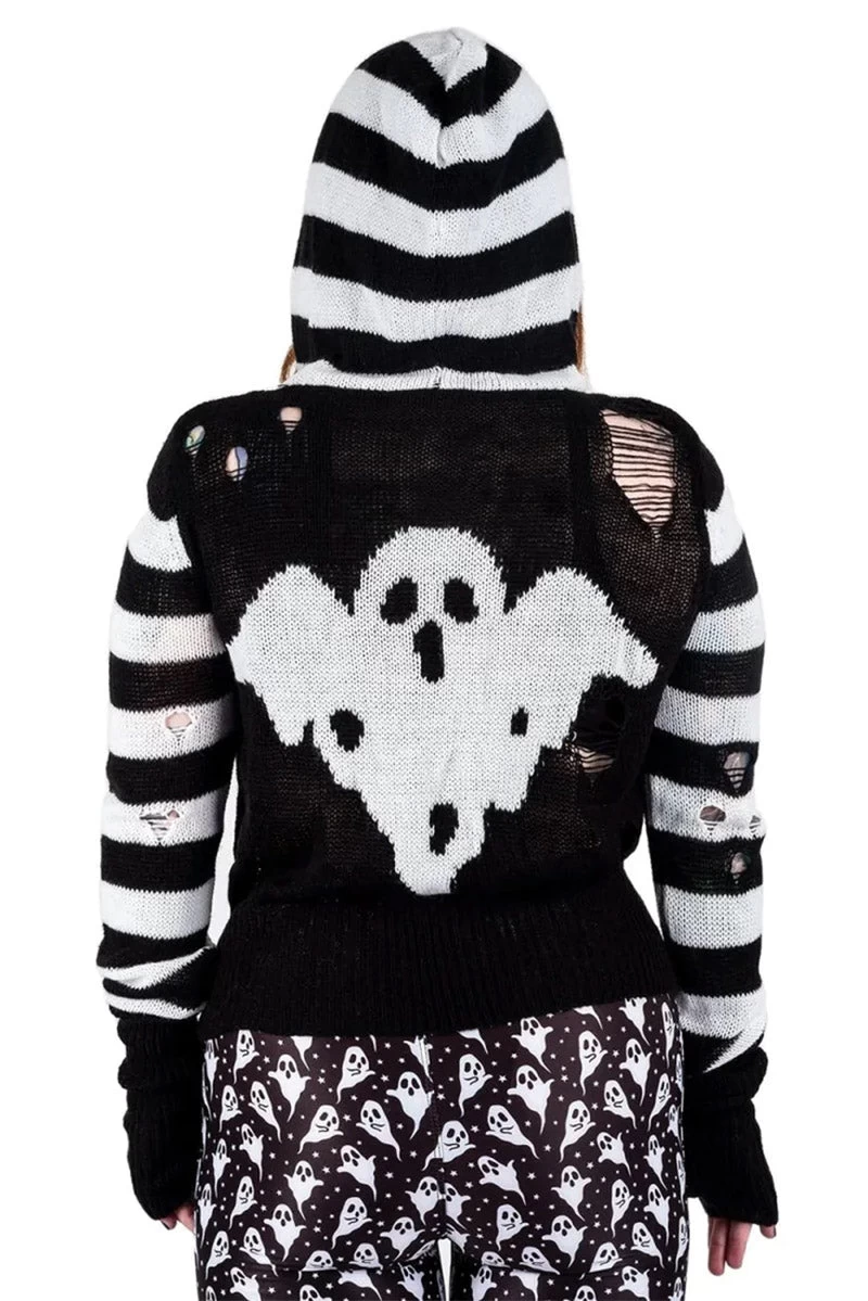 Spooky Ghost Zip Up Cardigan Sweater 3 Spooky Ghost Zip Up Cardigan Sweater