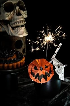 Spooky Cocktail Umbrellas [PUMPKIN] -Alchemy Store goth wedding decor