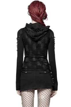 Warling Shredded Hooded Top -Alchemy Store hooded gothic top