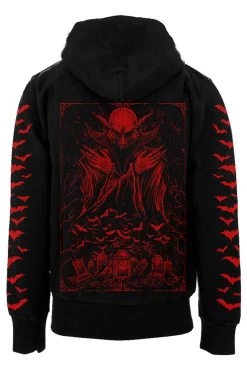 Nosferatu Hoodie W/ Red Bat Sleeves [Zipper Or Pullover]