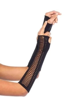LEG AVENUE Soulless Faux Lace-Up Gloves