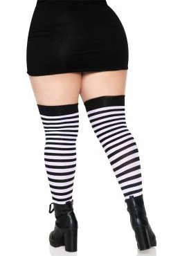 LEG AVENUE Stripe Thigh Highs [Plus Size] -Alchemy Store kl sjlsjssde