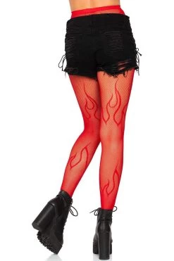 LEG AVENUE Light My Fire Fishnet Tights[Red] -Alchemy Store ldijdd