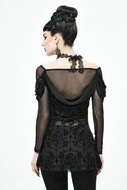 Netherworld Draped Shoulder Top -Alchemy Store njnbccdsvfds