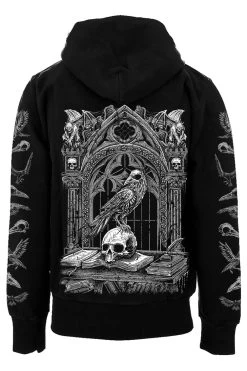 Quoth The Raven Hoodie [Gray Print] [Zipper Or Pullover]