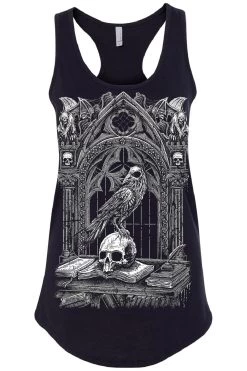 Quoth The Raven Tee [Gray Print] [Multiple Styles Available] -Alchemy Store raven racerback tank black front resize