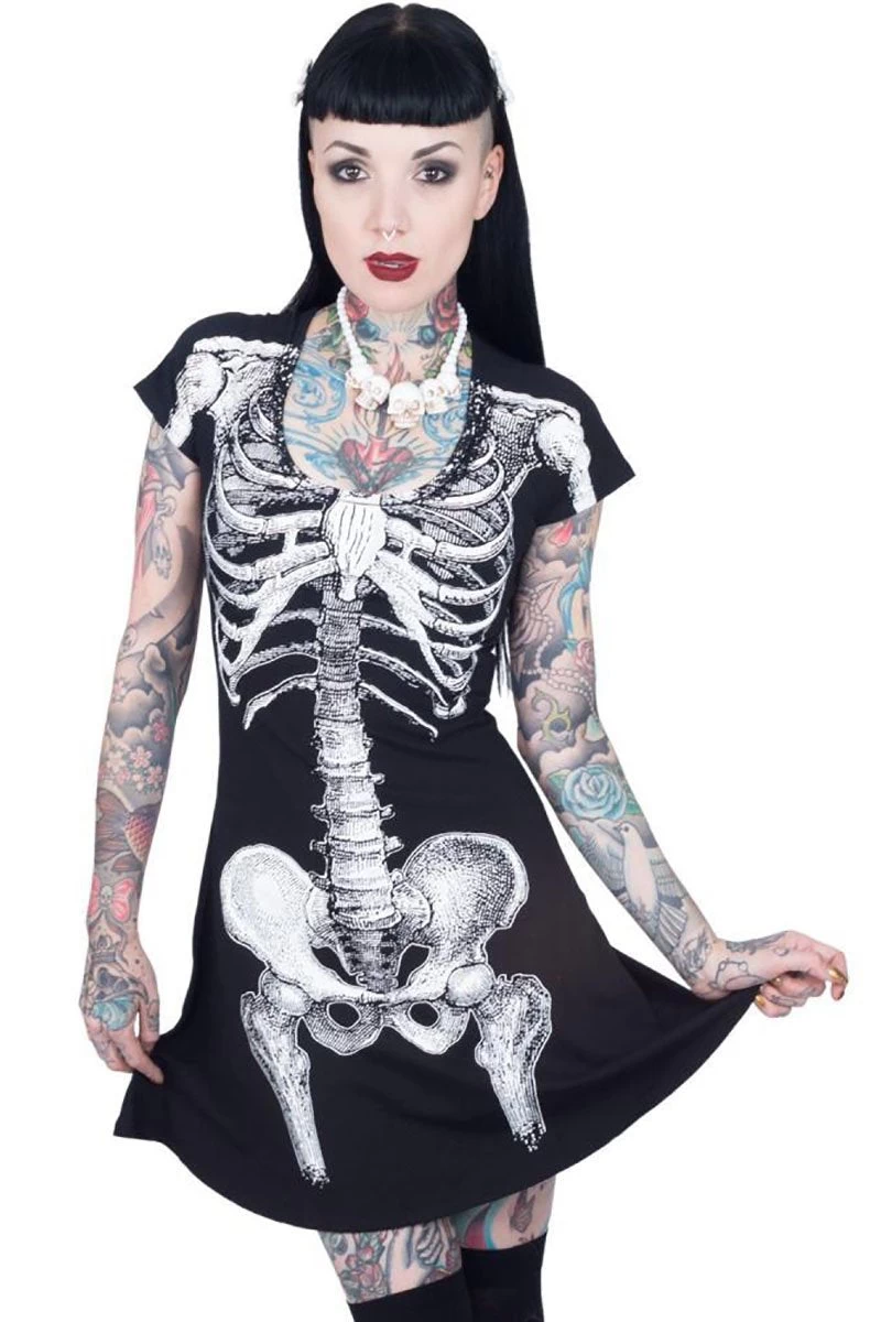 Skeleton White Flare Dress 3 Skeleton White Flare Dress