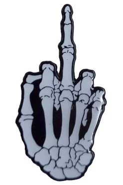 Skeleton Middle Finger Glow Enamel Pin