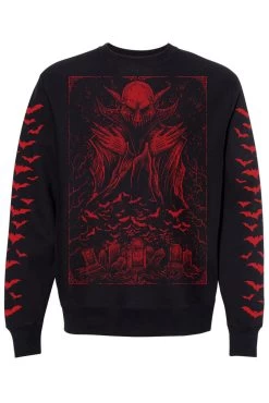 Nosferatu Sweatshirt W/ Red Bat Sleeves