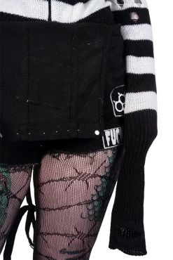 Pink Skull Striped Zip Up Cardigan Sweater -Alchemy Store too fast pink skull striped zip up long sleeve cardigan sweater 636829 1100xcopy