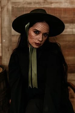 Veiled Hat [OLIVE GREEN] -Alchemy Store western hat for women