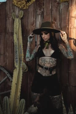 Veiled Hat [OLIVE GREEN] -Alchemy Store womens goth cowboy hat